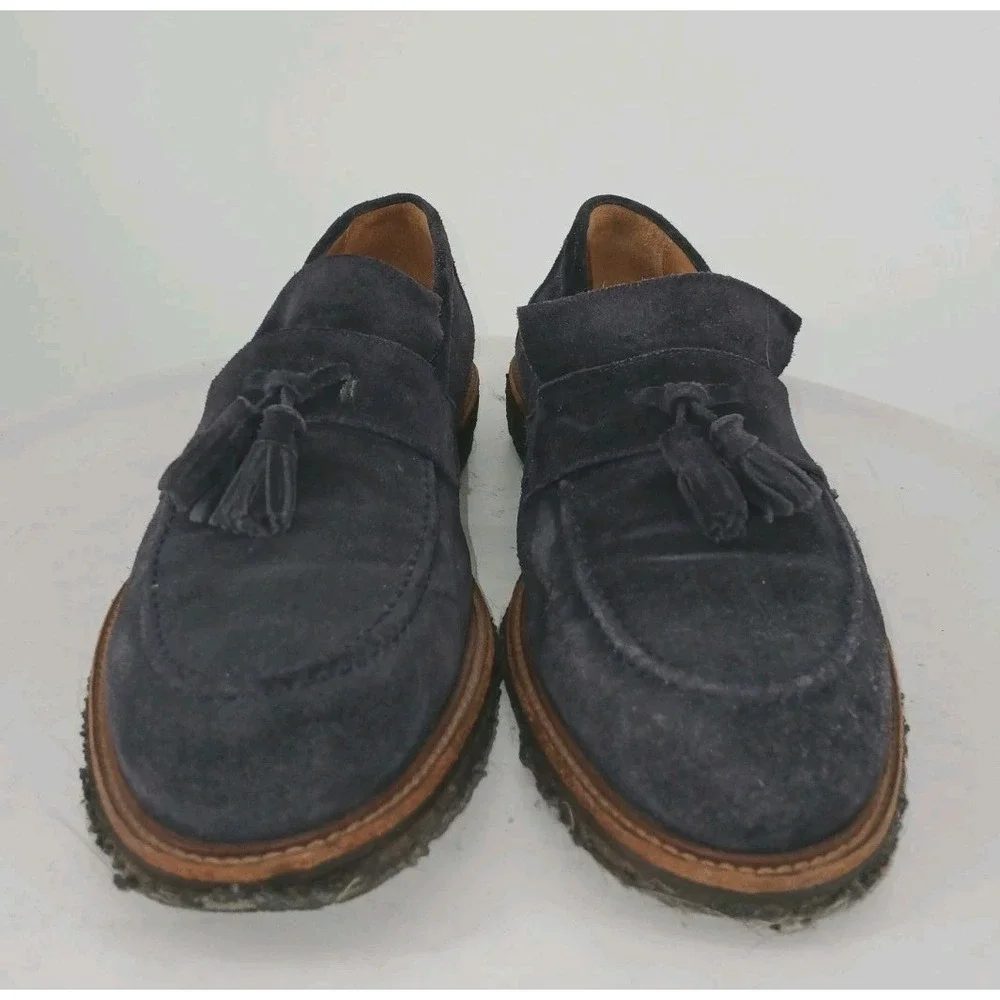 SuitSupply Navy Blue Suede Tassel Slip-On Loafers Size US10 EU43  C132